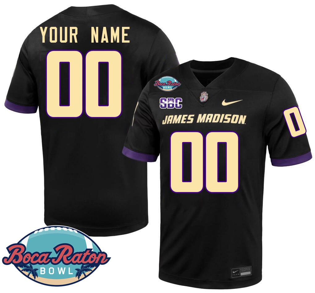 Custom James Madison Dukes 2024 Baca Raton Bowl Jersey-Black